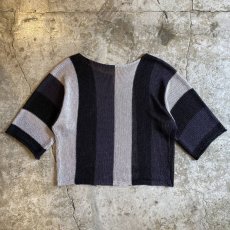 画像2: BASIC COLOR BORDER DESIGN SUMMER KNIT TOPS / Ladies M (2)