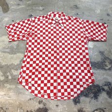 画像1: 60's CHECKERBOARD PATTERN S/S SHIRT / Mens L (1)