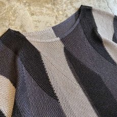 画像3: BASIC COLOR BORDER DESIGN SUMMER KNIT TOPS / Ladies M (3)