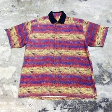 画像1: ALL OVER PATTERN HALF FLY FRONT S/S SHIRT / Mens L (1)