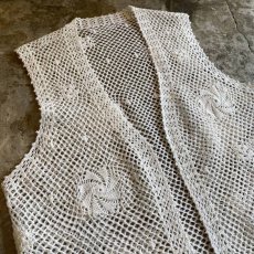 画像3: CROCHET FLORAL DESIGN VEST / Ladies M (3)