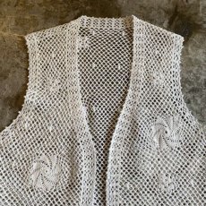 画像7: CROCHET FLORAL DESIGN VEST / Ladies M (7)