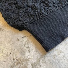 画像3: BLACK COLOR CROCHET DESIGN KNIT S/S TOPS / Ladies M (3)