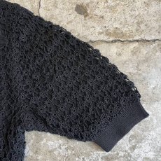 画像7: BLACK COLOR CROCHET DESIGN KNIT S/S TOPS / Ladies M (7)