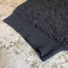 画像4: BLACK COLOR CROCHET DESIGN KNIT S/S TOPS / Ladies M (4)