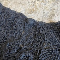 画像10: BLACK COLOR CROCHET DESIGN KNIT S/S TOPS / Ladies M (10)