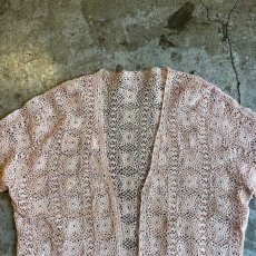 画像9: PALE TONE FLORAL PATTERN CROCHET DESIGN L/S CARDIGAN / Ladies M (9)