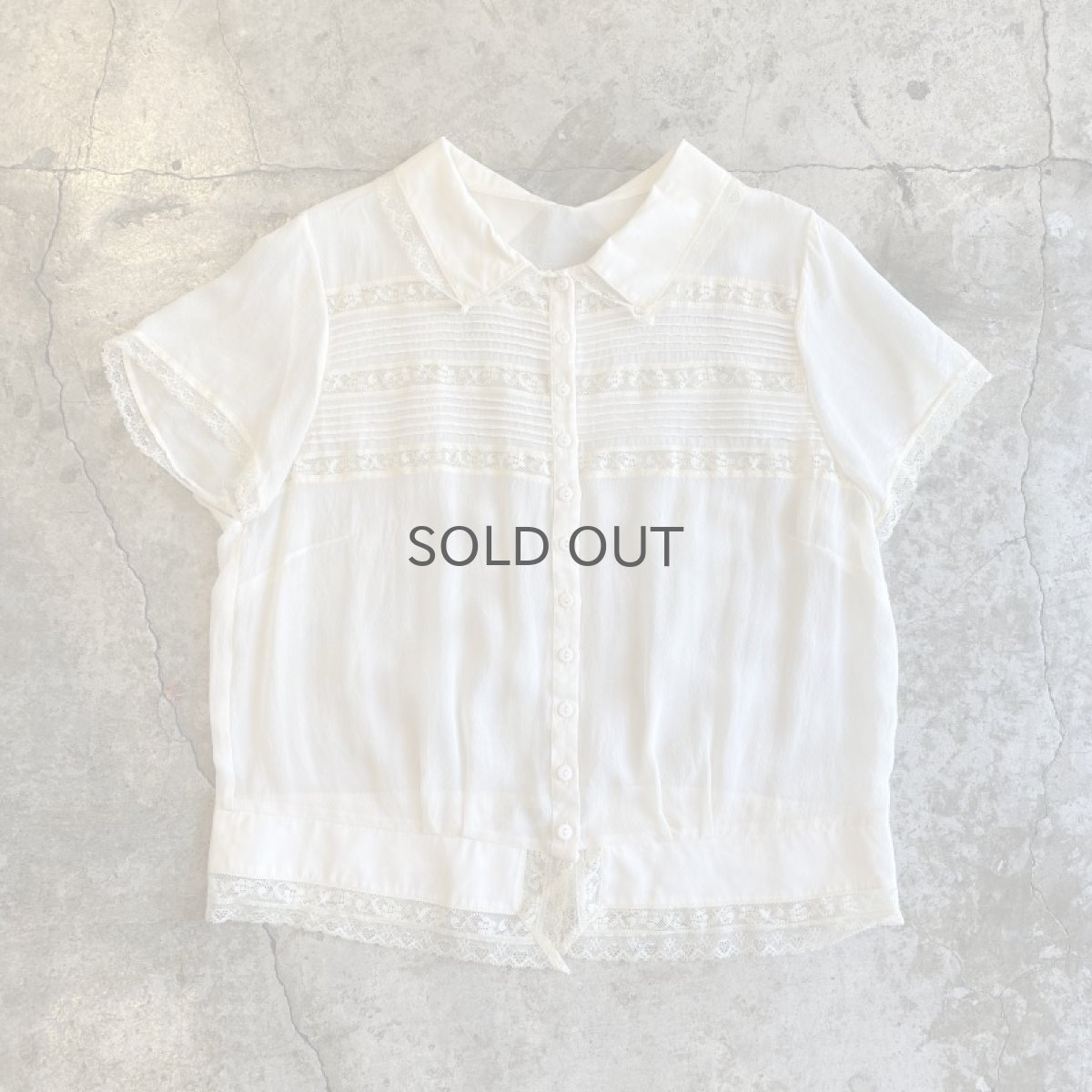 画像1: LACE DESIGN SHEER S/S SHIRT / Ladies M (1)