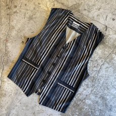 画像4: MONOCHROME STRIPE PATTERN DESIGN VEST / Ladies M (4)