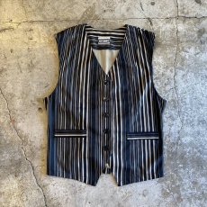 画像1: MONOCHROME STRIPE PATTERN DESIGN VEST / Ladies M (1)