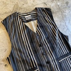 画像3: MONOCHROME STRIPE PATTERN DESIGN VEST / Ladies M (3)