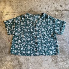 画像1: FLORAL PATTERN OPEN COLLAR S/S SHIRT / Ladies M (1)