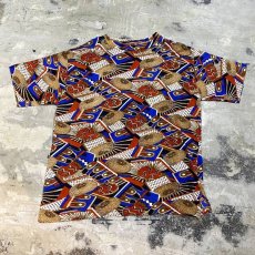 画像1: ALL OVER PATTERN MOCK NECK S/S TEE / Mens L (1)