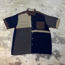 画像1: ART PANEL PATTERN SHEER S/S SHIRT / Mens L (1)