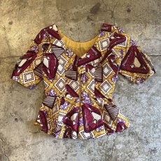 画像2: AFRICAN BATIK PATTERN BACK ZIP UP DESIGN S/S TOPS / Ladies M (2)