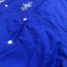 画像6: BLUE COLOR EMBROIDERY S/S CUBA SHIRT / Mens M (6)