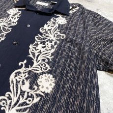 画像4: BOTANICAL ART PATTERN OPEN COLLAR S/S SHIRT / Mens M (4)