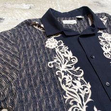 画像3: BOTANICAL ART PATTERN OPEN COLLAR S/S SHIRT / Mens M (3)