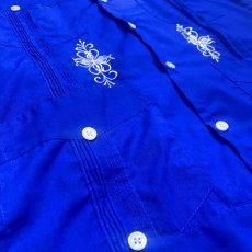 画像5: BLUE COLOR EMBROIDERY S/S CUBA SHIRT / Mens M (5)