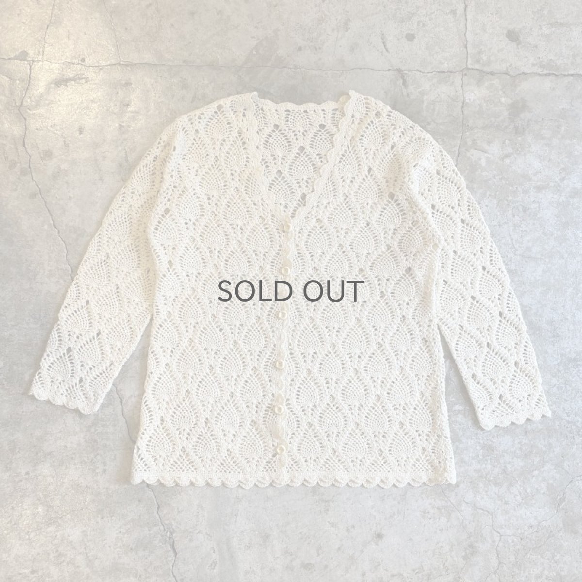 画像1: V NECK CROCHET DESIGN L/S CARDIGAN / Ladies M (1)