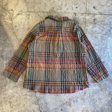 画像2: CHECK PATTERN HALF BUTTON DESIGN L/S SHIRT / Ladies L (2)