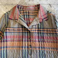 画像5: CHECK PATTERN HALF BUTTON DESIGN L/S SHIRT / Ladies L (5)