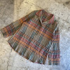 画像4: CHECK PATTERN HALF BUTTON DESIGN L/S SHIRT / Ladies L (4)