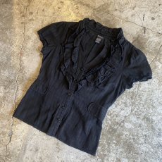 画像4: FRILL DESIGN BACK RIBBON S/S SHIRT / Ladies M (4)