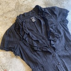 画像3: FRILL DESIGN BACK RIBBON S/S SHIRT / Ladies M (3)