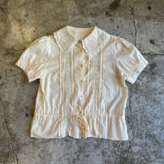 画像1: PALE TONE FRONT DESIGN LACE S/S BLOUSE / Ladies M  (1)