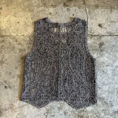 画像2: MONOCHROME PAISLEY PATTERN CROCHET DESIGN VEST / Ladies M (2)