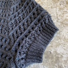 画像5: METALLIC BLACK COLOR DESIGN MESH KNIT CARDIGAN / Ladies XL(M) (5)