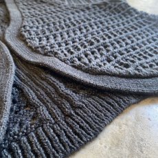 画像9: METALLIC BLACK COLOR DESIGN MESH KNIT CARDIGAN / Ladies XL(M) (9)