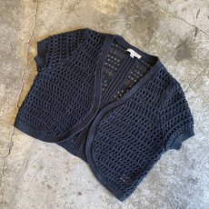 画像4: METALLIC BLACK COLOR DESIGN MESH KNIT CARDIGAN / Ladies XL(M) (4)