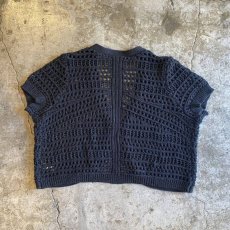 画像2: METALLIC BLACK COLOR DESIGN MESH KNIT CARDIGAN / Ladies XL(M) (2)