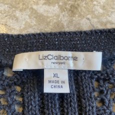 画像10: METALLIC BLACK COLOR DESIGN MESH KNIT CARDIGAN / Ladies XL(M) (10)