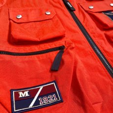 画像5: ORANGE COLOR ZIP UP OUTDOOR VEST / Mens M (5)