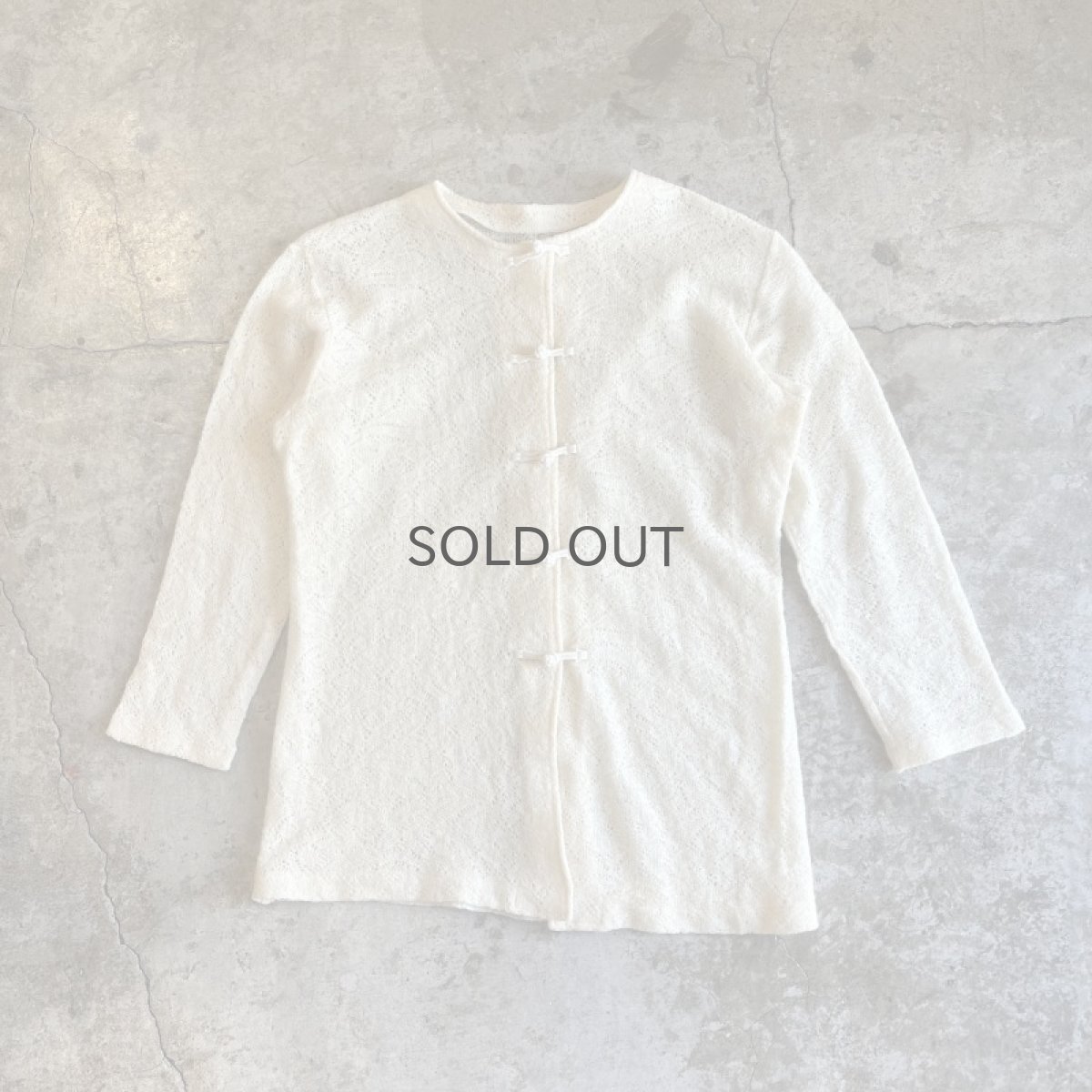 画像1: IVORY COLOR FLORAL PATTERN CHINA DESIGN KNIT CARDIGAN / Ladies M (1)