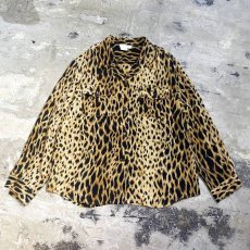 画像1: LEOPARD PATTERN OPEN COLLAR SILK L/S SHIRT / Mens L (1)