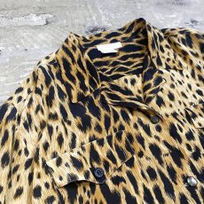 画像3: LEOPARD PATTERN OPEN COLLAR SILK L/S SHIRT / Mens L (3)