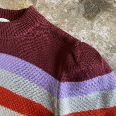 画像6: COLOR BORDER PATTERN DESIGN KNIT SWEATER / Ladies S (6)