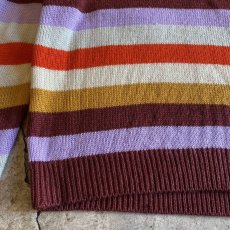 画像7: COLOR BORDER PATTERN DESIGN KNIT SWEATER / Ladies S (7)