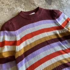 画像3: COLOR BORDER PATTERN DESIGN KNIT SWEATER / Ladies S (3)