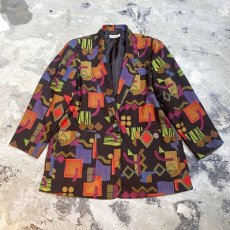 画像1: ARTISTIC GRAPHIC PATTERN TAILORED JACKET / Mens M (1)