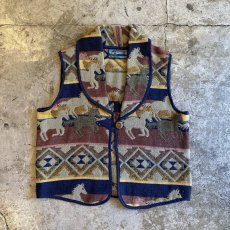 画像1: HORSE NATIVE PATTERN GOBELIN VEST / Ladies M (1)