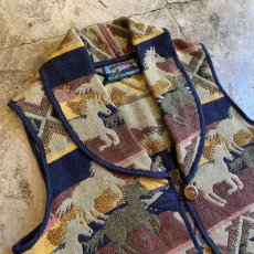 画像3: HORSE NATIVE PATTERN GOBELIN VEST / Ladies M (3)