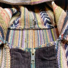 画像10: STRIPE PATTERN ZIP UP RUG HOODIE JACKET / Mens L (10)