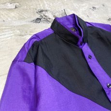 画像3: SWITCHED PURPLE COLOR BAND COLLAR L/S SHIRT / Mens L (3)