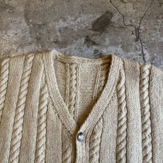 画像8: BEIGE COLOR V NECK ARAN DESIGN KNIT VEST / Ladies L (8)