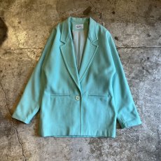 画像1: MINT GREEN COLOR 1 BUTTON DESIGN  JACKET / Ladies L (1)